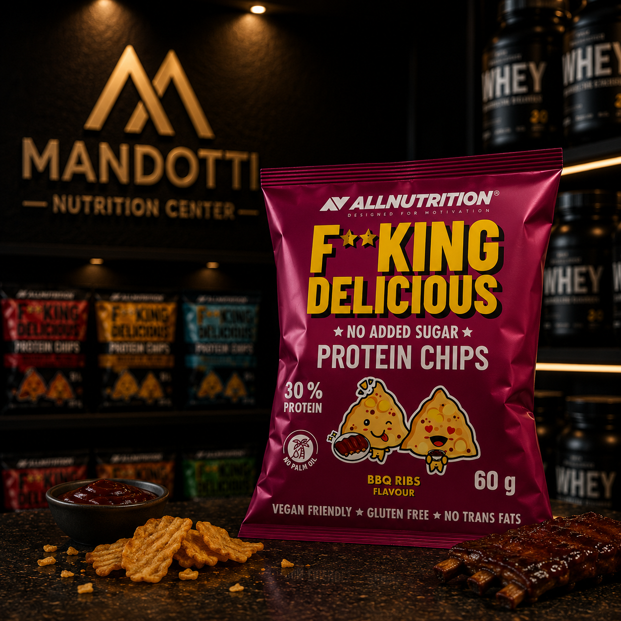 Snack Proteico 60g - Allnutrition - BBQ Ribs