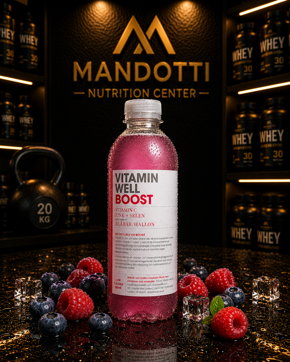 Água Boost 500ml - Blueberry e Framboesa - Vitamin Well