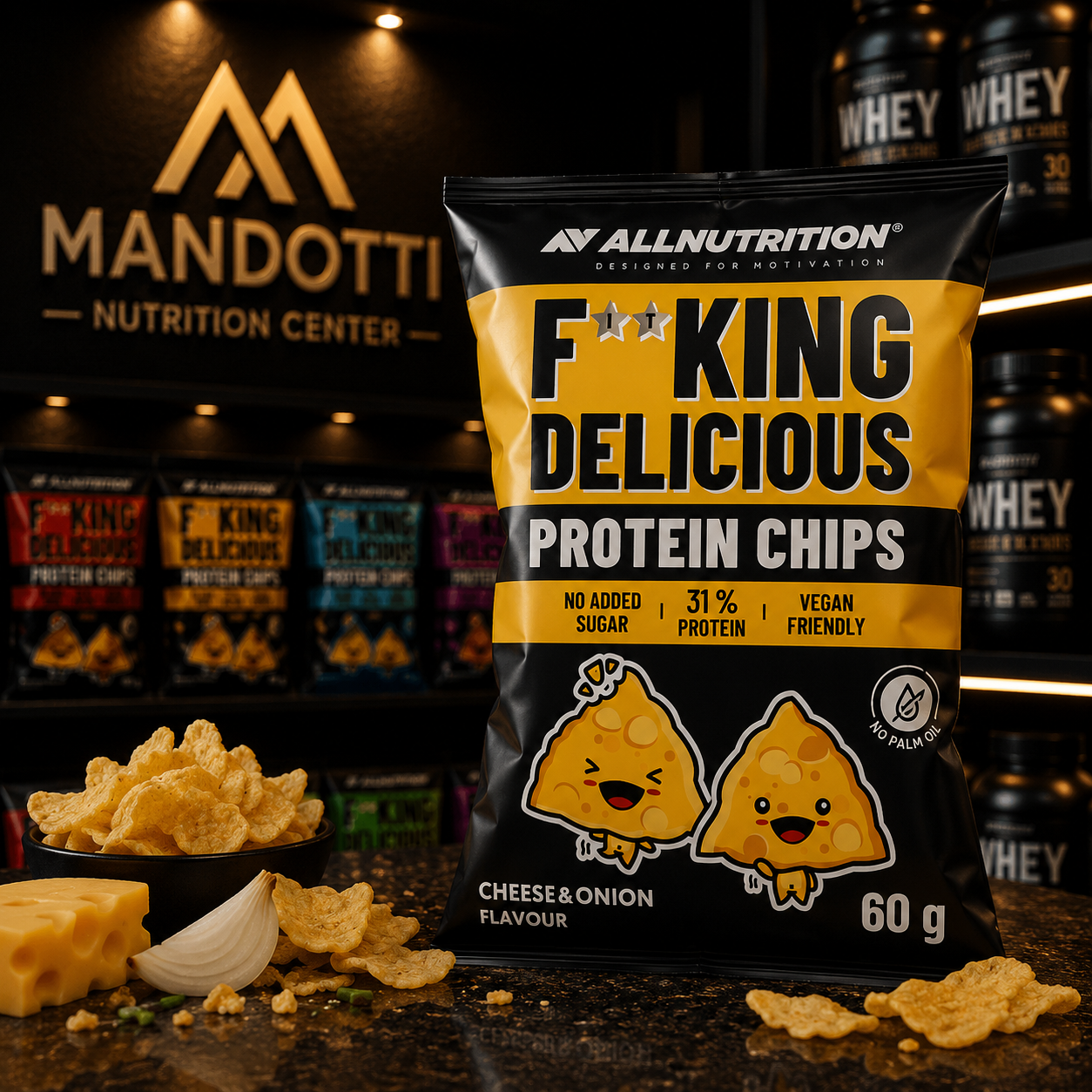 Snack Proteico 60g - Allnutrition - Queijo e cebola