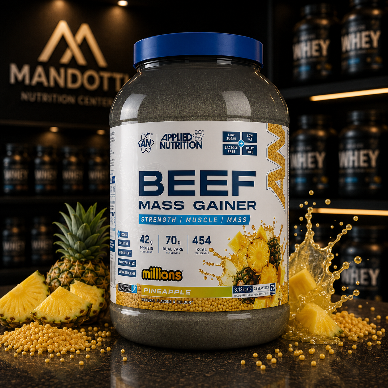 Beef Mass Gainer 3,13kg - Applied Nutrition - Millions Pineapple