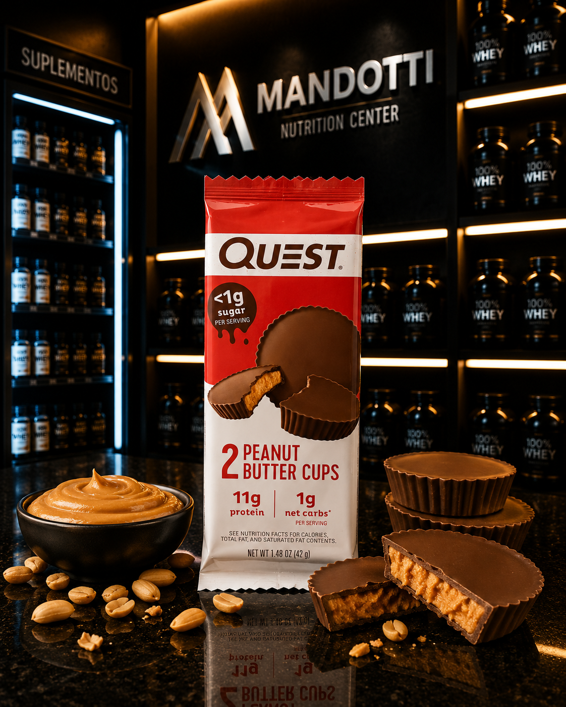 Copos de pasta de amendoim 42g - Quest Bar