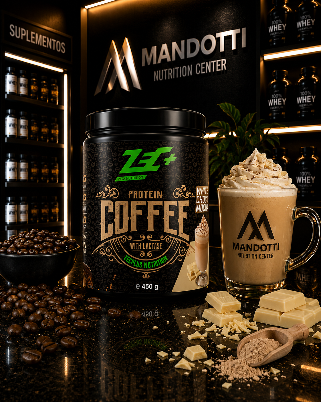 Café Proteico 450g - ZEC+ | Mocha Chocolate Branco