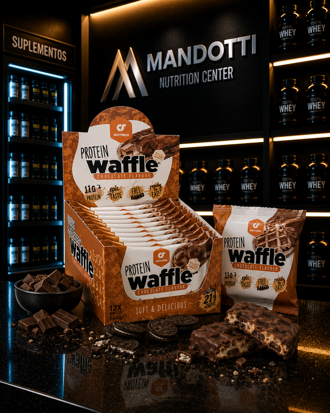 Waffle Proteico 50g - Go Fitness | Sabores Variados