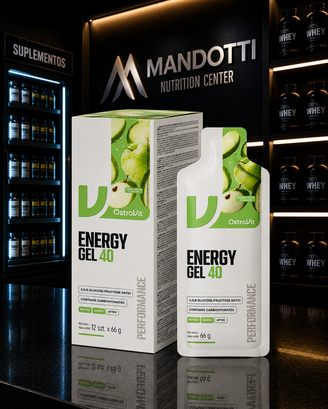 Energy Gel 40 66g - OstroVit | Maça-verde