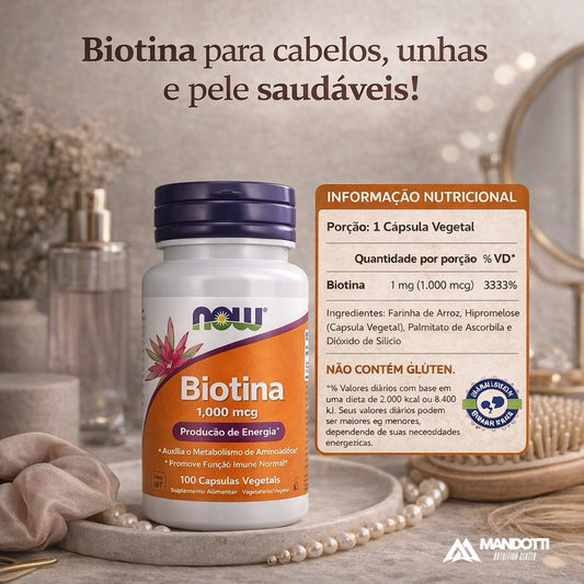 Biotina 1000mcg 100 Cápsulas - Now Foods