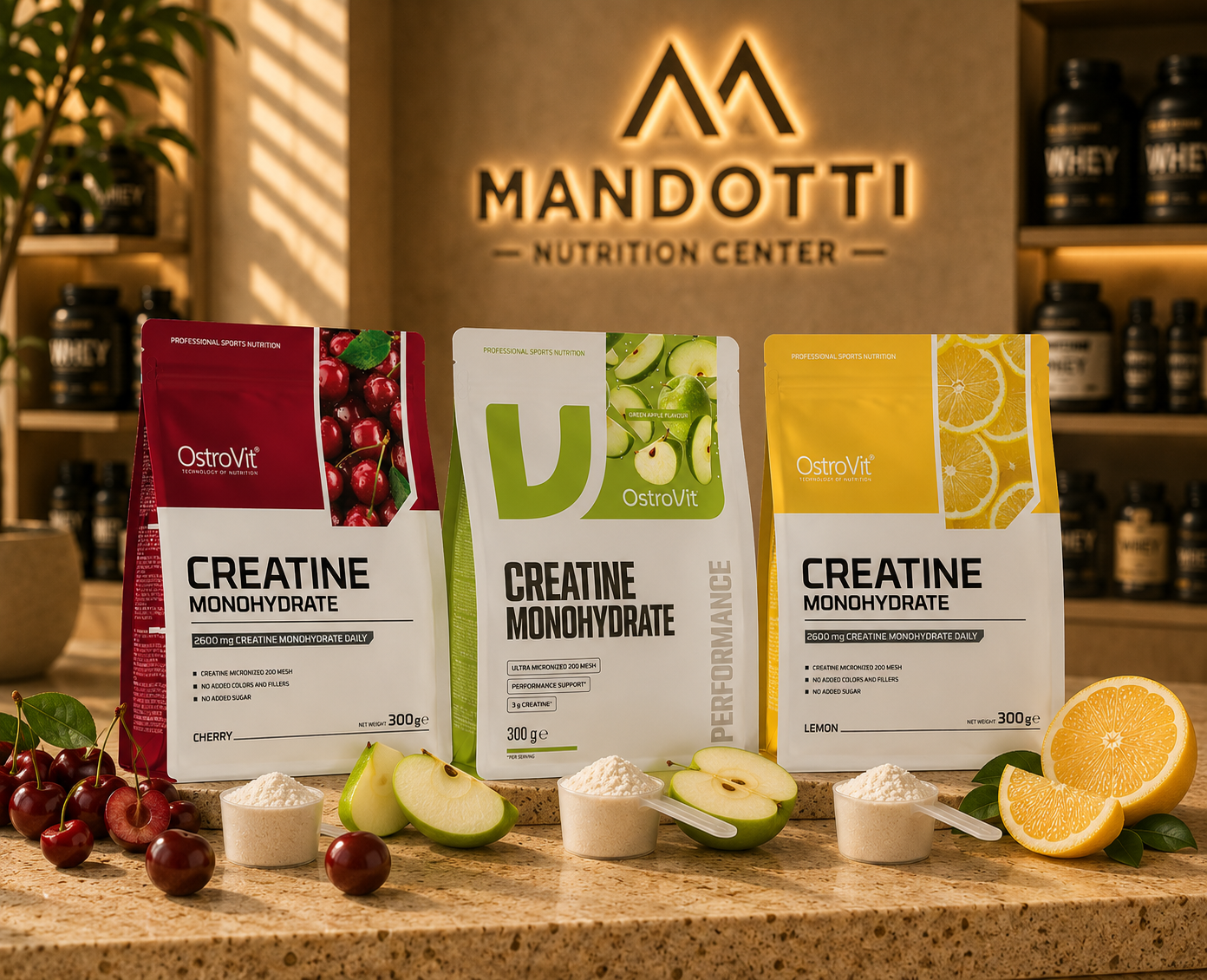 Creatina Monohidratada 300g - Ostrovit - Sabores Diversos