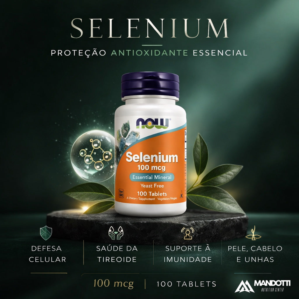 Selénio 100mcg 100 tabletes - Now Foods